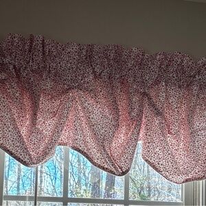 Lined Pink & White Floral Curtain Valances (3 curtains which measure 82”x20”)